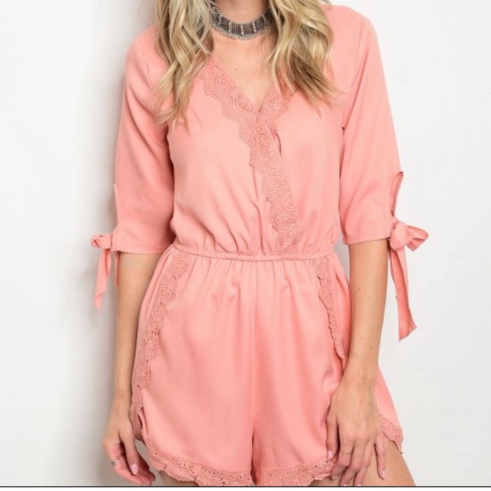 Rose Pink Short Romper Size M NWT